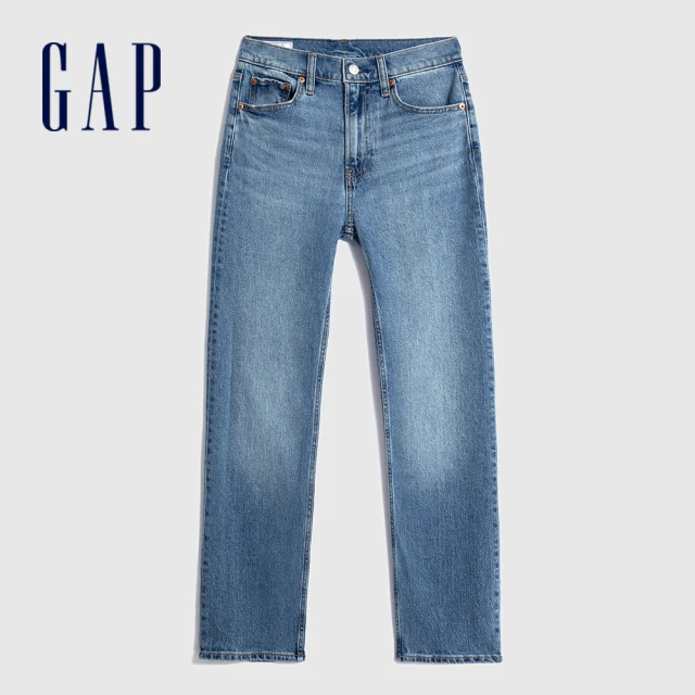 GAP 女裝 高腰直筒牛仔褲-淺藍色(728822)