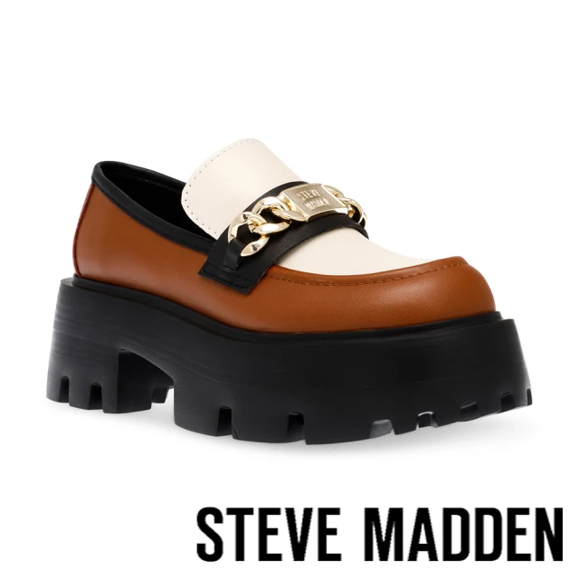 STEVE MADDEN MOTORIDE 飾扣厚底樂福鞋(米粽色)