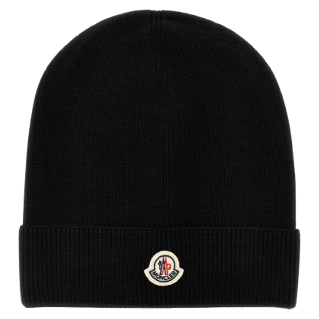 MONCLER 品牌LOGO 針織毛帽-黑色(L號)