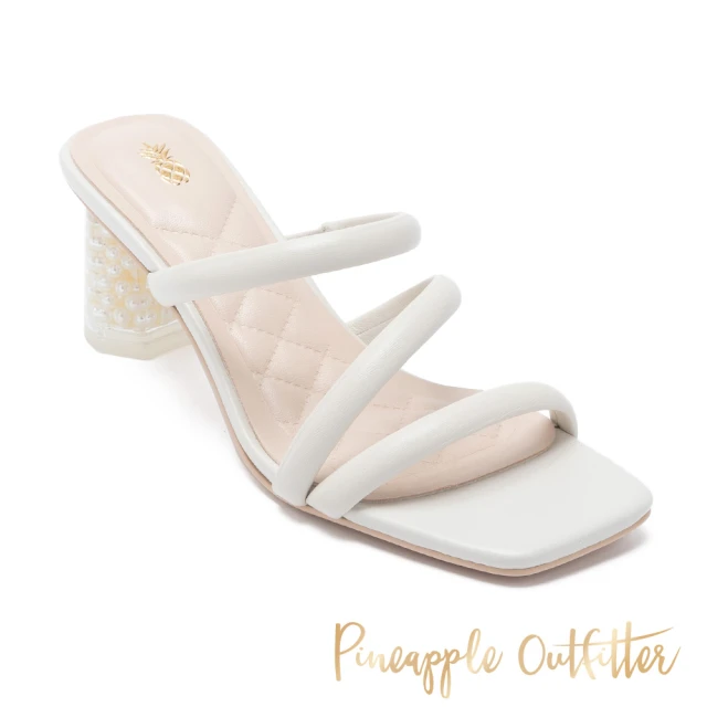 Pineapple Outfitter RAWYA 羊皮珍珠中跟拖鞋(白色)