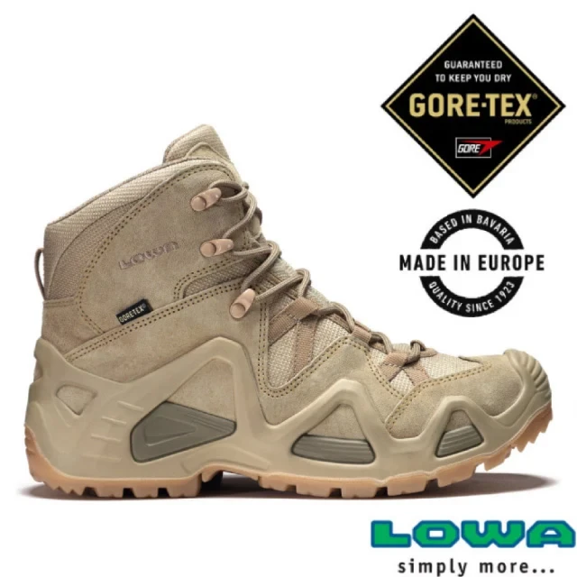 LOWALOWA 靴 ZEPHYR GTX MID TF 中高筒超輕量全防水多功能登山軍用鞋(LW310537-0410 淺沙漠)