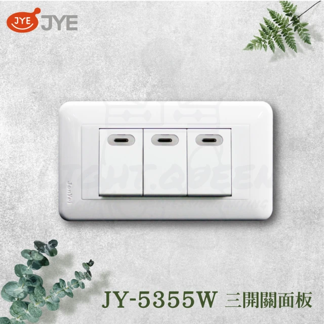 中一電工 JYE 5入組 PANDA 熊貓系列 夜光壁切(三開關蓋板組 JY-5355W)