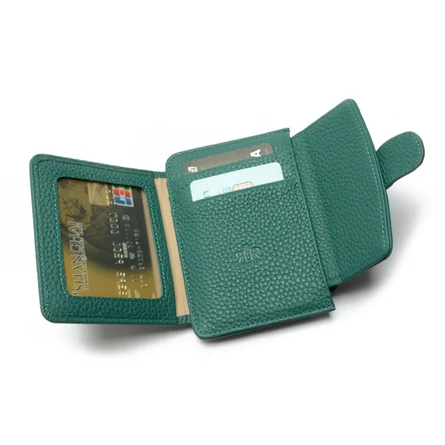【2R手工真皮】菲雅牛皮Fiaty造型零錢卡片短夾 翠草綠