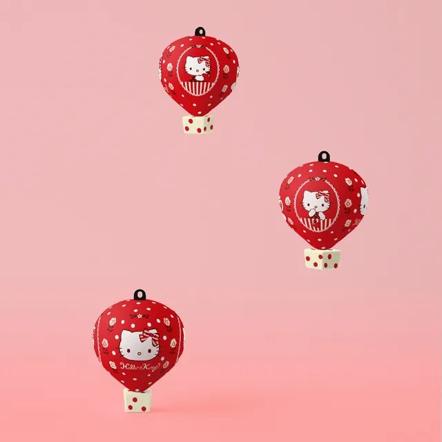 【Pintoo】28片立體造型鑰匙圈拼圖 - 熱氣球拼圖 - Hello Kitty - 甜心女孩