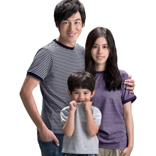 【WINCEYS】親子系列-休閒百搭配色條紋短袖T恤(親子裝/情侶裝/團體服)