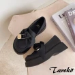 【Taroko】復古蝴蝶結別針裝飾厚底樂福鞋(2色)