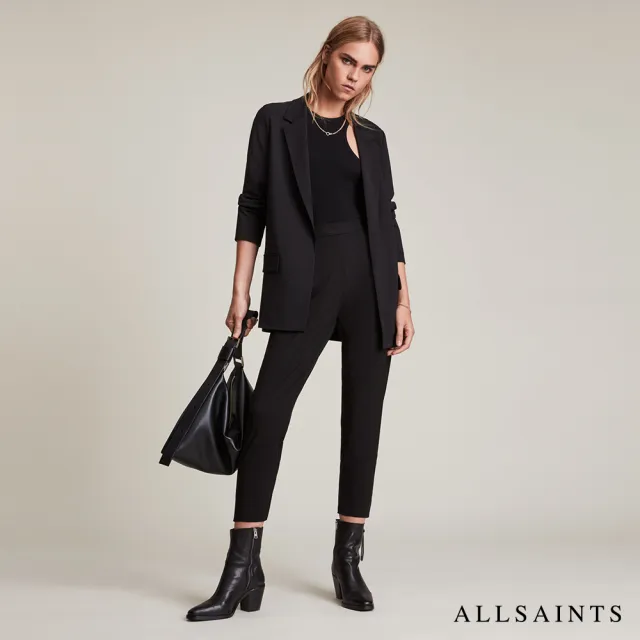 【ALLSAINTS】ALEIDA JERSEY 經典輕薄天絲混紡開襟西裝外套-黑 WT109V(常規版型)