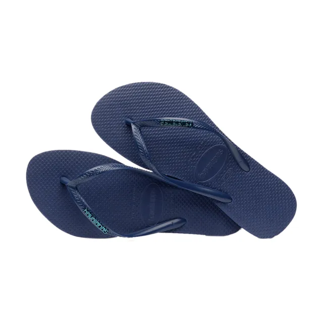 【havaianas 哈瓦仕】拖鞋 女鞋 夾腳拖 巴西 Slim Logo Metallic 藍色 4119875-4368W(哈瓦士)