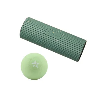 【Fun Sport】綠能浩克筋膜健力滾筒+雷力斯按摩球（綠）(滾筒 按摩球 滾棒 按摩滾筒)