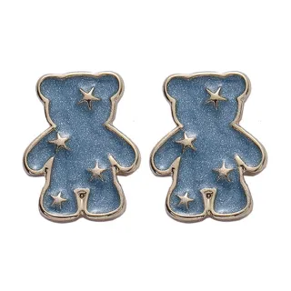 【MISA】韓國設計S925銀針可愛星星小熊造型耳環(S925銀針耳環 可愛耳環 星星耳環)