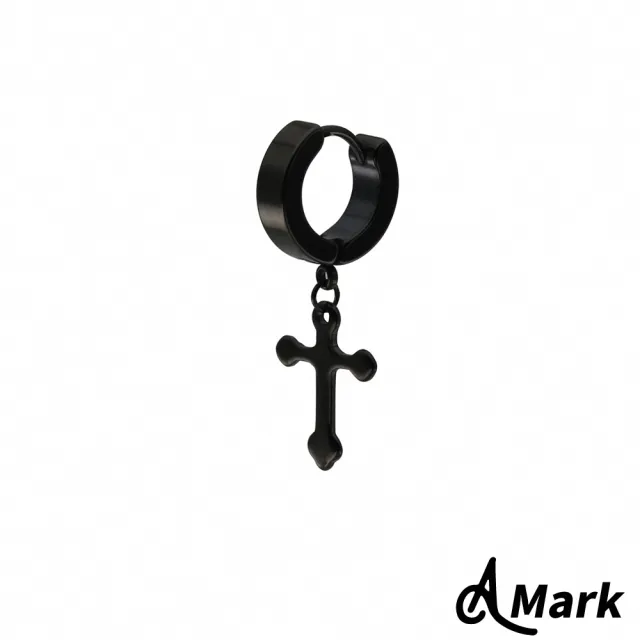 【A MARK】鈦鋼耳環 十字架耳環/個性經典十字架造型C圈鈦鋼耳環 單只(3色任選)