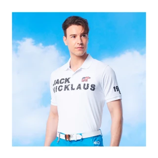 【Jack Nicklaus 金熊】GOLF男款印花吸濕排汗高爾夫球衫/POLO衫(白色)