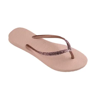 【havaianas 哈瓦仕】拖鞋 女鞋 夾腳拖 閃亮 巴西 Slim Glitter II 粉玫瑰金 4146975-3606W(哈瓦士)