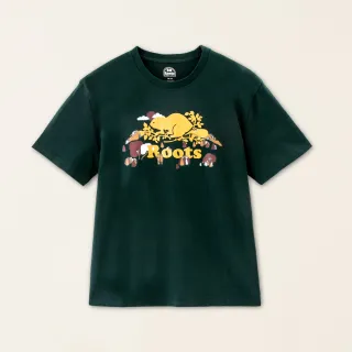 【Roots】Roots男裝-#Roots50系列 荒野海狸厚磅有機棉短袖T恤(深綠色)