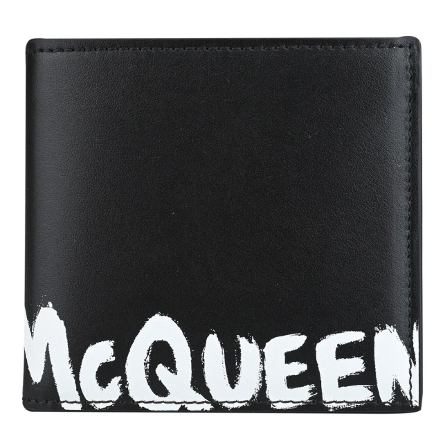 ALEXANDER MCQUEEN GRAFFITI經典標誌全皮短夾(黑x白)