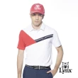 【Lynx Golf】korea男款右肩配色剪裁造型設計短袖POLO衫/高爾夫球衫(白色)