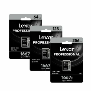 【Lexar 雷克沙】全新極速 64GB Professional 1667x SDXC UHS-II V60 250MB/s 記憶卡(原廠有限終身保固)