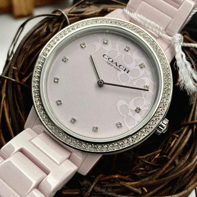 【COACH】COACH蔻馳女錶型號CH00107(粉紅錶面粉紅錶殼粉紅陶瓷錶帶款)