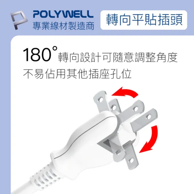 【POLYWELL】2P中繼型延長線 /12尺