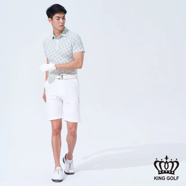 【KING GOLF】網路獨賣款-男款滿版排列印花POLO衫/高爾夫球衫(綠色)