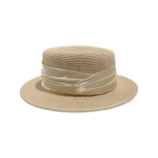 【SUNS】法式復古珍珠平頂帽 優雅名媛款 草帽 遮陽帽(時尚休閒 防曬遮陽 出遊海灘)