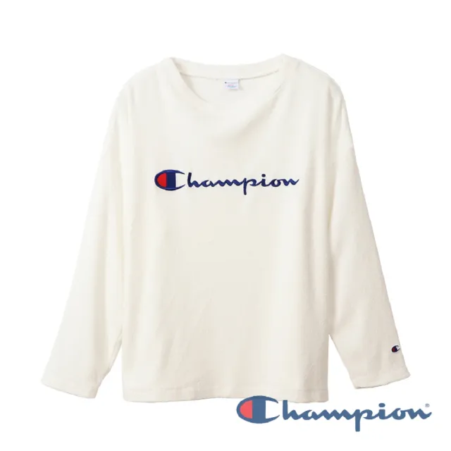 【Champion】官方直營 男款-Campus 草寫LOGO長袖Tee-白色(C3-R020-010 日規)