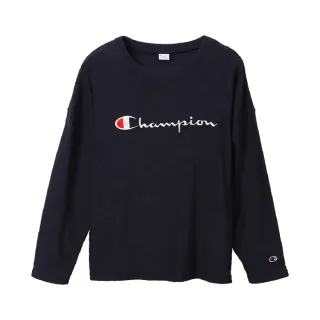 【Champion】官方直營-Campus 草寫LOGO長袖Tee-男(深藍色)