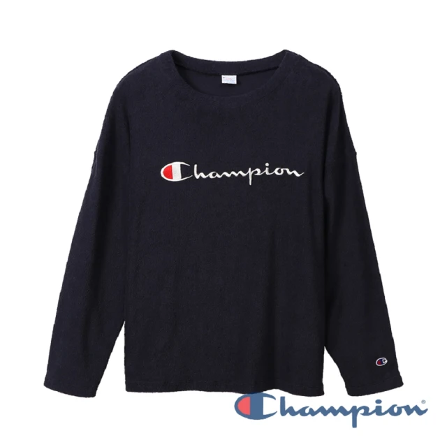 Champion 官方直營-Campus 草寫LOGO長袖Tee-男(深藍色)