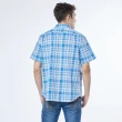 【NAUTICA】男裝 經典格紋短袖襯衫(藍)
