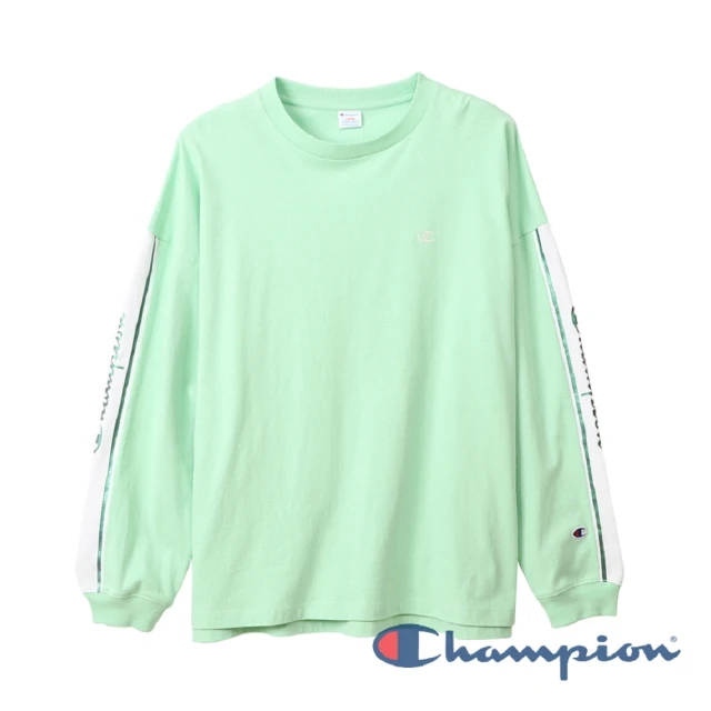 Champion 官方直營-Campus刺繡Logo長袖Tee-男(淡綠色)