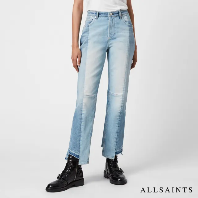 【ALLSAINTS】KIM 不對稱彈力雙色高腰修身牛仔褲 WE477U(修身版型)