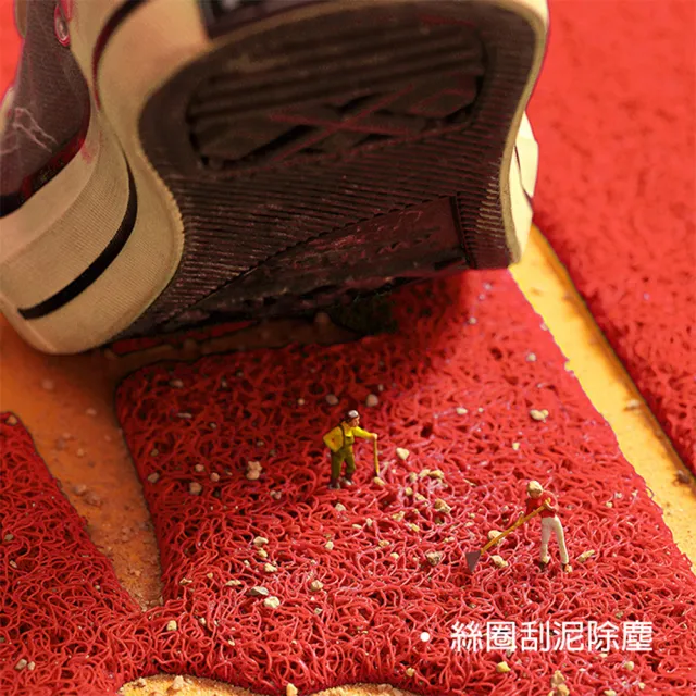 【聚時柚】新年迎賓刮泥75*45cm紅色玄關腳踏墊(絲圈地墊)