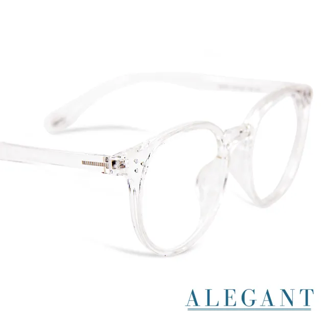 【ALEGANT】現代感澄雅透視圓框輕量TR90光學框UV400濾藍光眼鏡(氣泡的波光水玉/透明圓框藍光眼鏡)