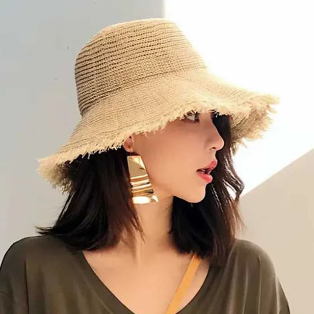 【KISSDIAMOND】優雅知性大帽檐編織漁夫帽(遮陽帽/KDH-536)