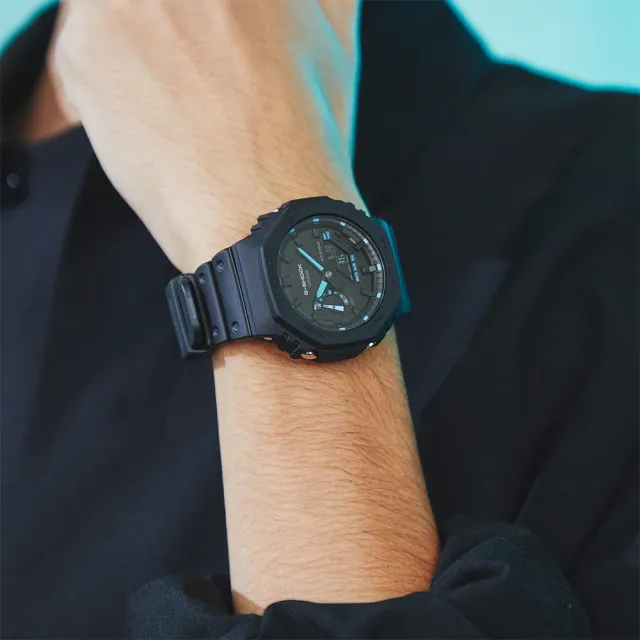 【CASIO 卡西歐】G-SHOCK 八角防護構造雙顯手錶 畢業 禮物(GA-2100-1A2)