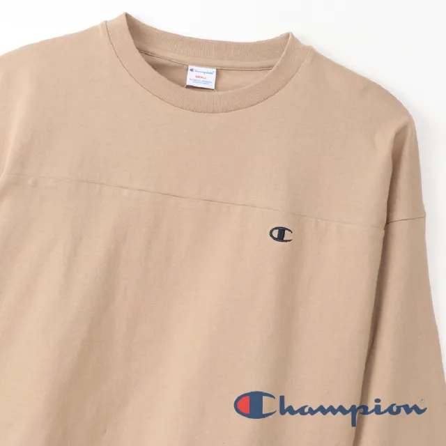 【Champion】官方直營-Campus 背面配色Logo長袖Tee-男(卡其色)