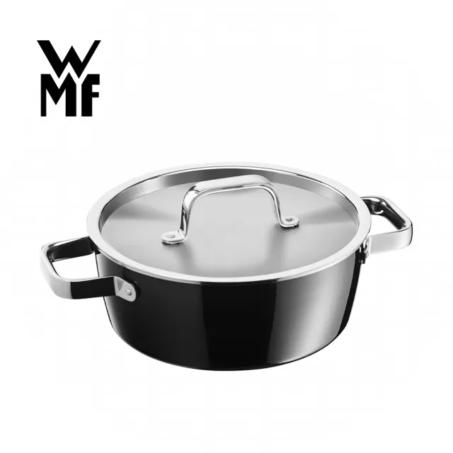 【德國WMF】Fusiontec Aromatic 雙耳淺燉鍋 22cm 3.1L(黑色)
