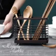 【Homely Zakka】日式簡約鐵藝可掛式筷子叉勺餐具分類瀝水籃/餐具收納架/置物架_2色任選(收納 瀝水 置物)