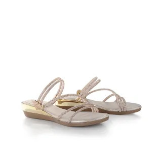 【Keeley Ann】水鑽條帶楔型涼拖鞋(玫瑰金色431008289)