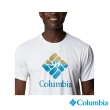 【Columbia 哥倫比亞 官方旗艦】男款-Omni-Shade UPF50涼感快排LOGO短袖上衣-白色(UAE91290WT / 2022年春夏