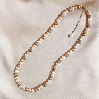 【Elegant 珍愛宣言】甜蜜繽紛天然珍珠混彩頸鏈(珍珠項鍊  珍珠頸鍊 珍珠飾品 送禮推薦)