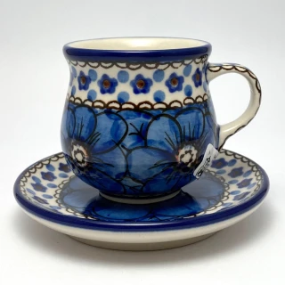 【SOLO 波蘭陶】CA 波蘭陶 80ML 濃縮咖啡杯盤組 迷樣藍系列 CERAMIKA ARTYSTYCZNA