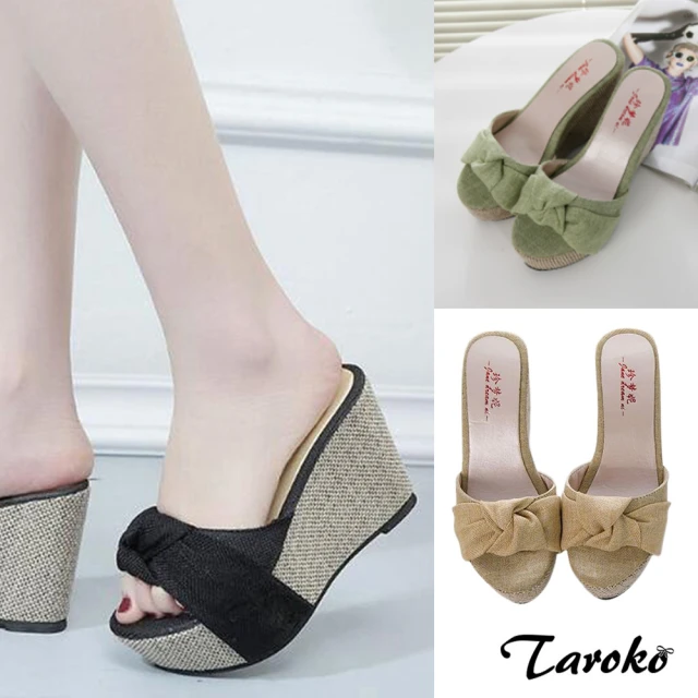 【Taroko】羅馬假期絨面編織厚底涼鞋(3色可選)