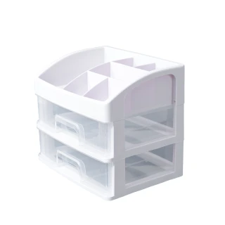 【樂嫚妮】透明抽屜收納盒-3層2抽 桌面抽屜式收納盒(文具 化妝用品 收納)