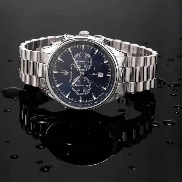 【MASERATI 瑪莎拉蒂】經典黑面計時腕錶45mm(R8873646004)