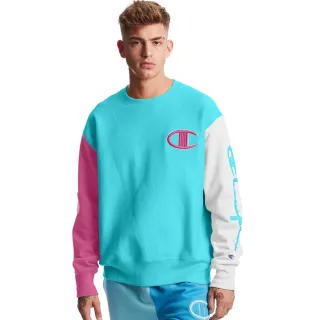 【Champion】官方直營 男款-RW拼色大學長袖Tee-藍色(S0510-2YW-551146)