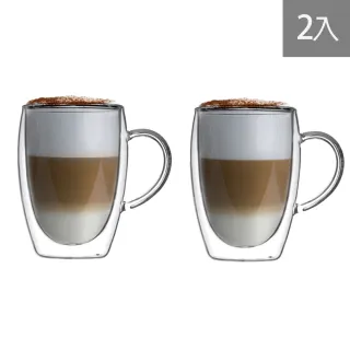 【DWG】耐熱把手雙層杯 350ml 2入組(雙層玻璃杯 雙層杯)