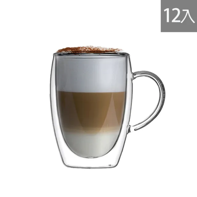 【DWG】耐熱把手雙層杯 350ml 12入組(雙層玻璃杯 雙層杯)