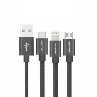 【Jellico】1.2M優雅系列3合1Mirco-USB/Lightning/Type-C充電線(JEC-GS13-BK)