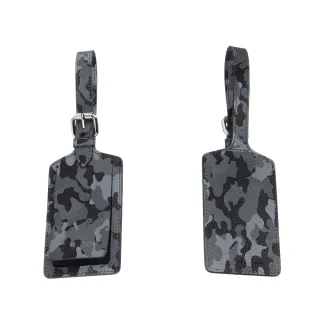 【Zippo官方直營】迷彩灰牛皮行李箱標籤(皮件皮夾)